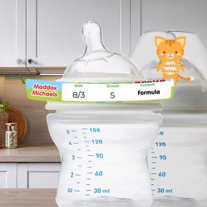Baby Bottle Labels, Write-On, Curved - Animals (Fits Avent®, Tommee Tippee®)
