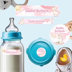 Baby Labels Pack, Baby Labels for Daycare, Unicorn Wishes