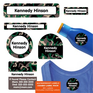 Camp Labels Pack with Camp Clothing Labels, Camo (20+ Colors)