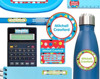 Waterproof School Labels Pack | 134 Name Stickers for Supplies (All Sports)