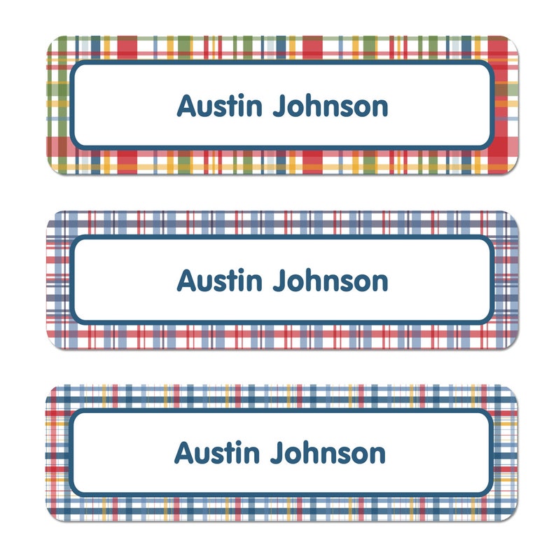 Rectangle Name Labels 4 Sizes Perfectly Plaid