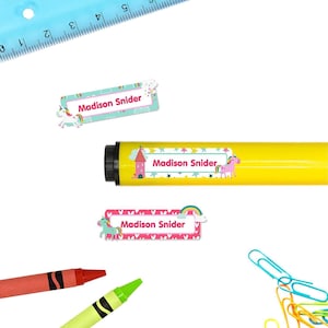 Rectangle Name Stickers (4 Sizes), Unicorns