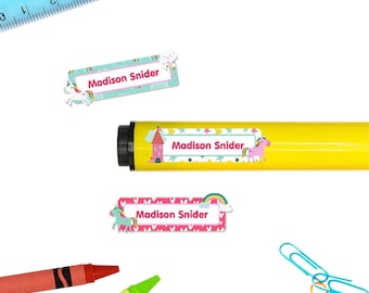 Rectangle Name Stickers (4 Sizes), Unicorns