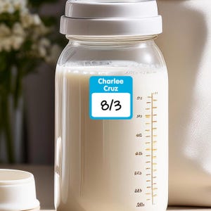 Baby Bottle Labels, Write-On, Name and Date Labels (Waterproof)