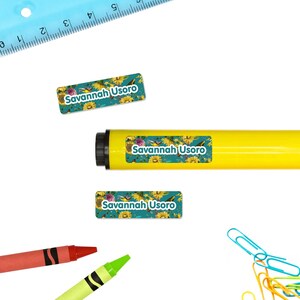Rectangle Name Stickers (4 Sizes), Sunflowers (5 Colors)