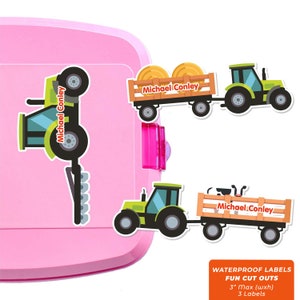 Fun Cut Outs, Name Labels for Kids Water Bottles, Tractors