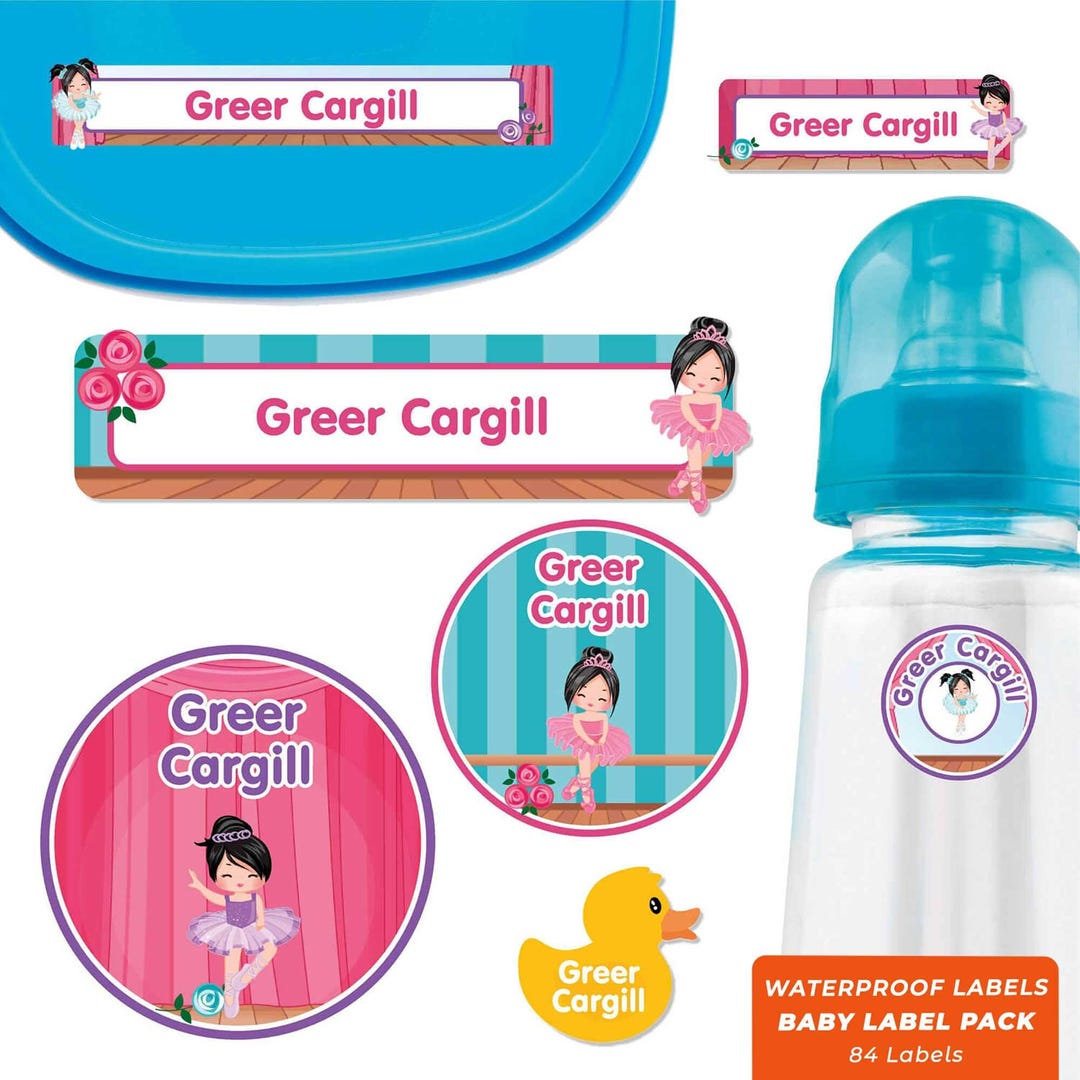 Infant Labels Baby Label Pack, Baby Labels for Daycare, Ballet pick Hair/skin Color ...