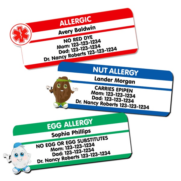 Allergy and Medical Alert, Rectangle Labels