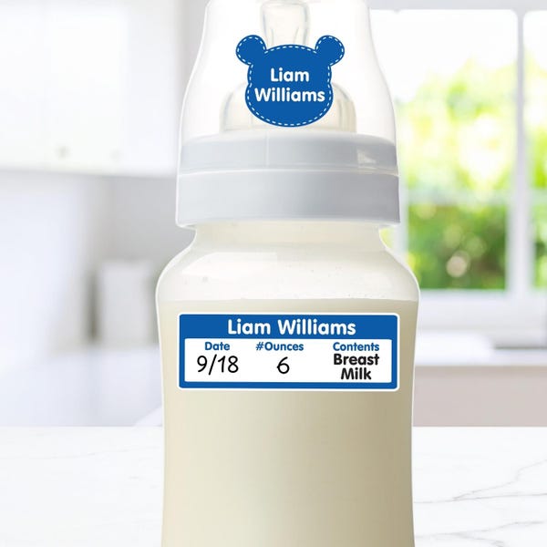 Custom Baby Bottle Labels for Daycare | Waterproof Name Stickers | Small Rectangle (1.8 x 0.64in)