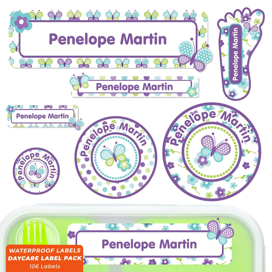 Daycare Name Label Pack Butterflies in Blue Etsy