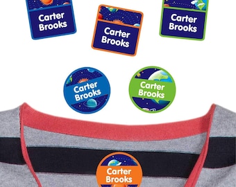 Personalized Clothing Labels | Iron On, Stick On, Waterproof Name Tags, Planets
