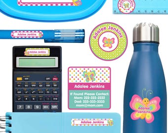 Waterproof Butterfly School Labels Pack | Name Stickers for Kids