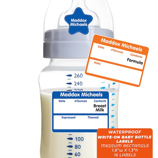 Baby Bottle Labels, Rectangle, Medium - Solid