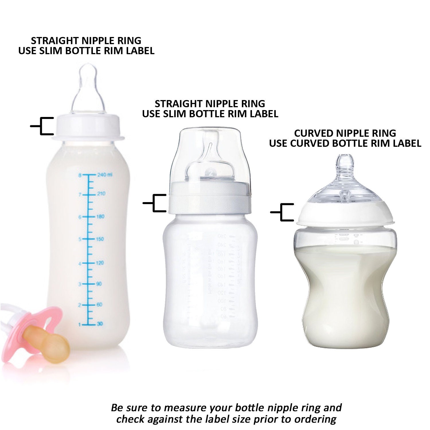 Baby Bottle Name Labels, Write-on, Slim Solid fits Como® Tomo and Other  Brands 