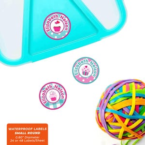 Etichette rotonde con nome (3 misure), Cupcakes
