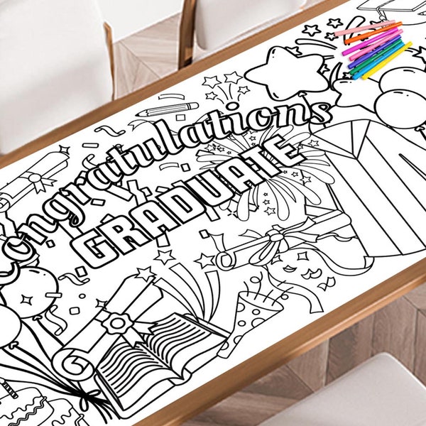 Graduation Giant Coloring Poster Etsy Graduation giant coloring poster etsy