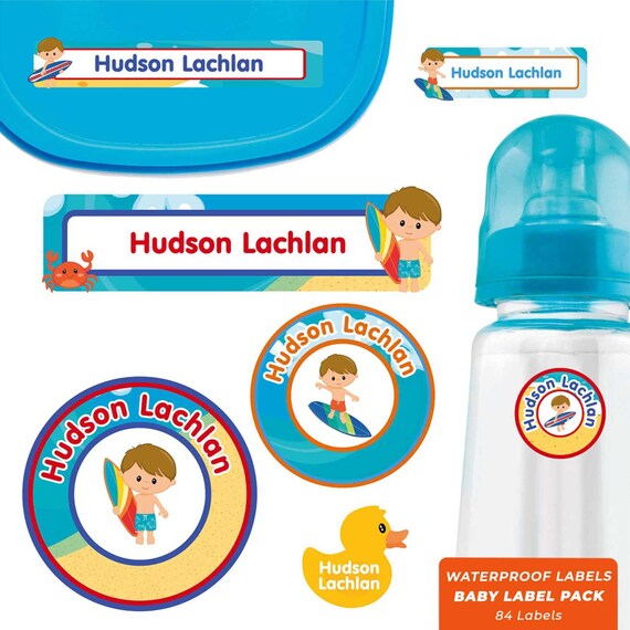 Baby Name Label Pack Beach Boy pick Hair/skin Color Etsy