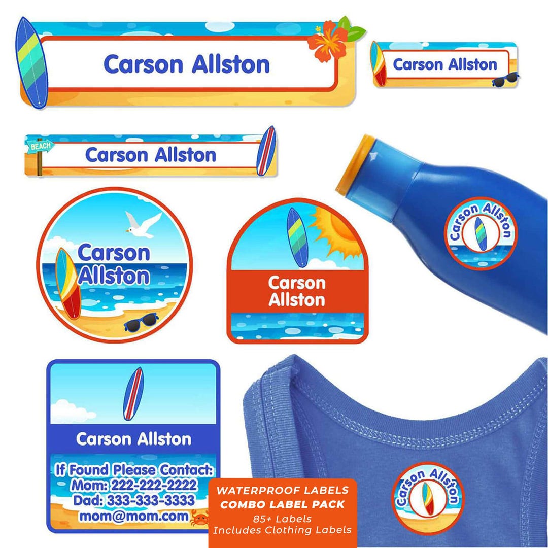 Camp Labels Pack With Camp Clothing Labels, Surfing - Etsy