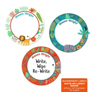 Write-On Labels (6 Sizes), Jungle