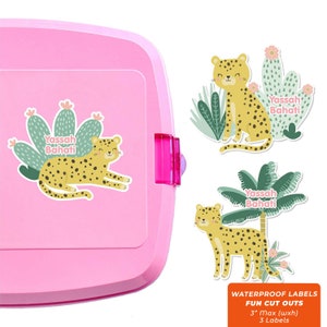 Fun Cut Outs, Name Labels for Kids Water Bottles, Leopards