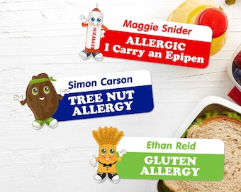 Personalized Allergy Stickers | Waterproof Custom Name Labels