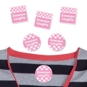 Clothing Labels | Clothing Stick On Labels | Iron On Name Labels | Gingham (20+ Colors)