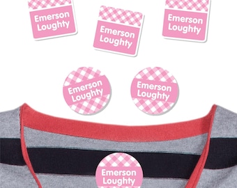 Personalized Clothing Labels | Iron-On or Stick-On Name Tags, Gingham
