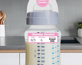 Custom Baby Bottle Labels for Daycare | Waterproof Name Stickers (1.8 x 0.64 in)