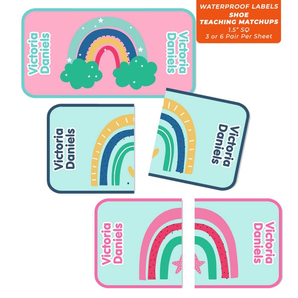 MatchUP Teaching Shoe Stickers, Rainbows