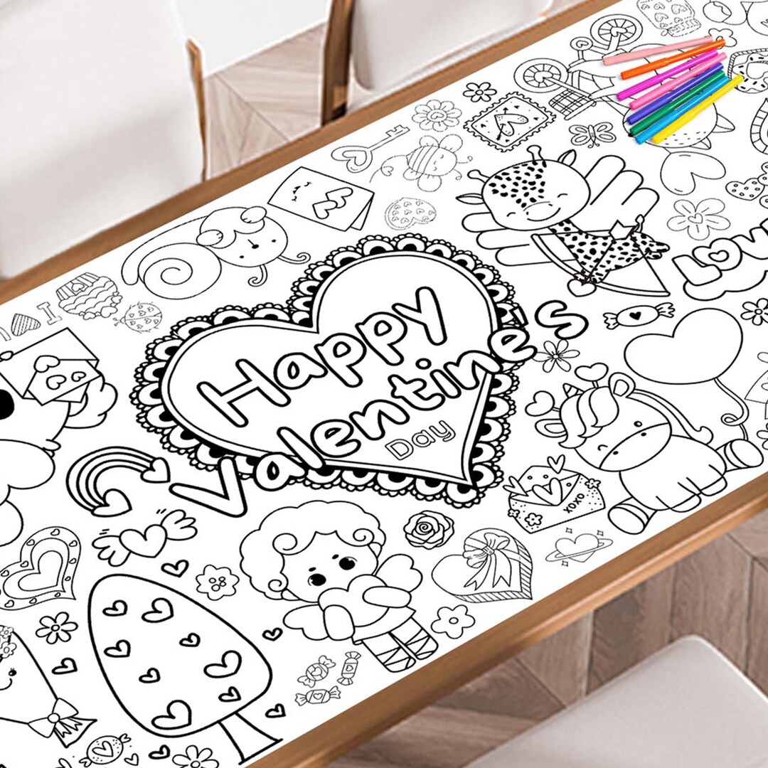 Valentine's Giant Coloring Poster, Large Coloring Poster - Etsy