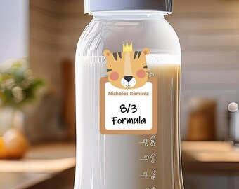 Waterproof Baby Bottle Labels for Daycare | Animal Designs, Write-On Name Stickers