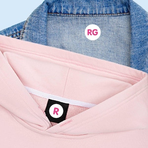 Custom Initial Clothing Labels | Iron-On, Stick-On Name Tags (0.60" Round)