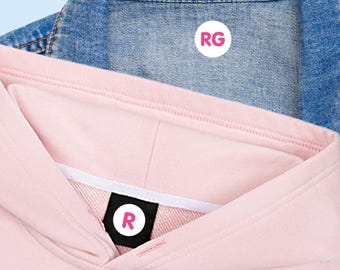 Custom Initial Clothing Labels | Iron-On, Stick-On Name Tags (0.60" Round)