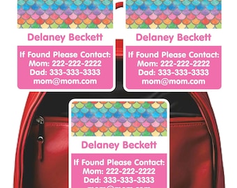 Emergency Contact Stickers, Mermaid Scales (14 Colors)