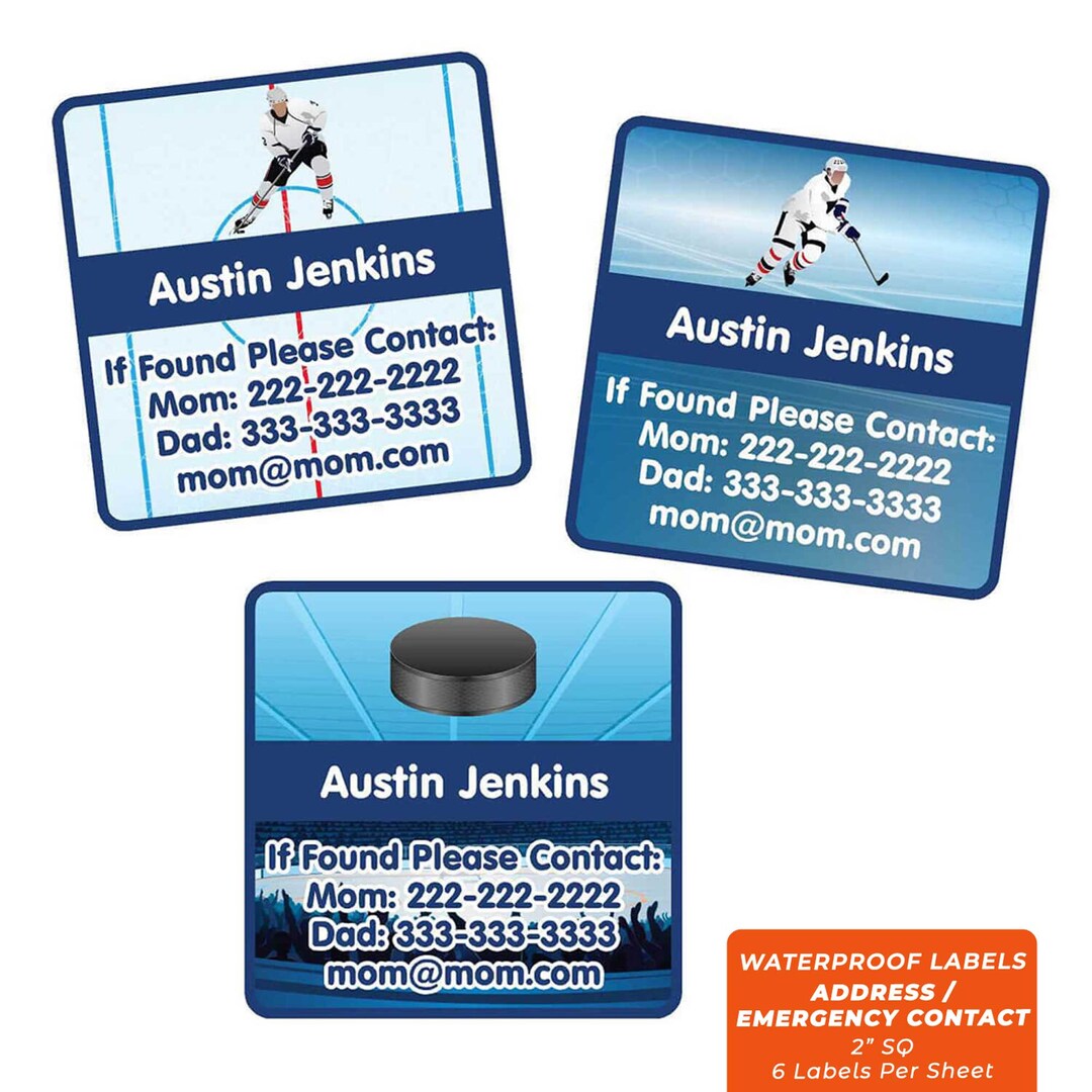 Emergency Contact Stickers, Hockey - Etsy