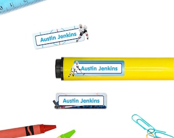Rectangle Name Stickers (4 Sizes), Hockey