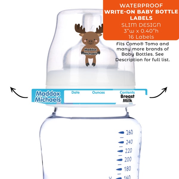 Baby Bottle Labels, Write-On, Slim - Animals (Fits Como® Tomo and other brands)