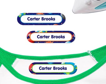 Large Iron On Clothes Name Labels | Customized Planets Design