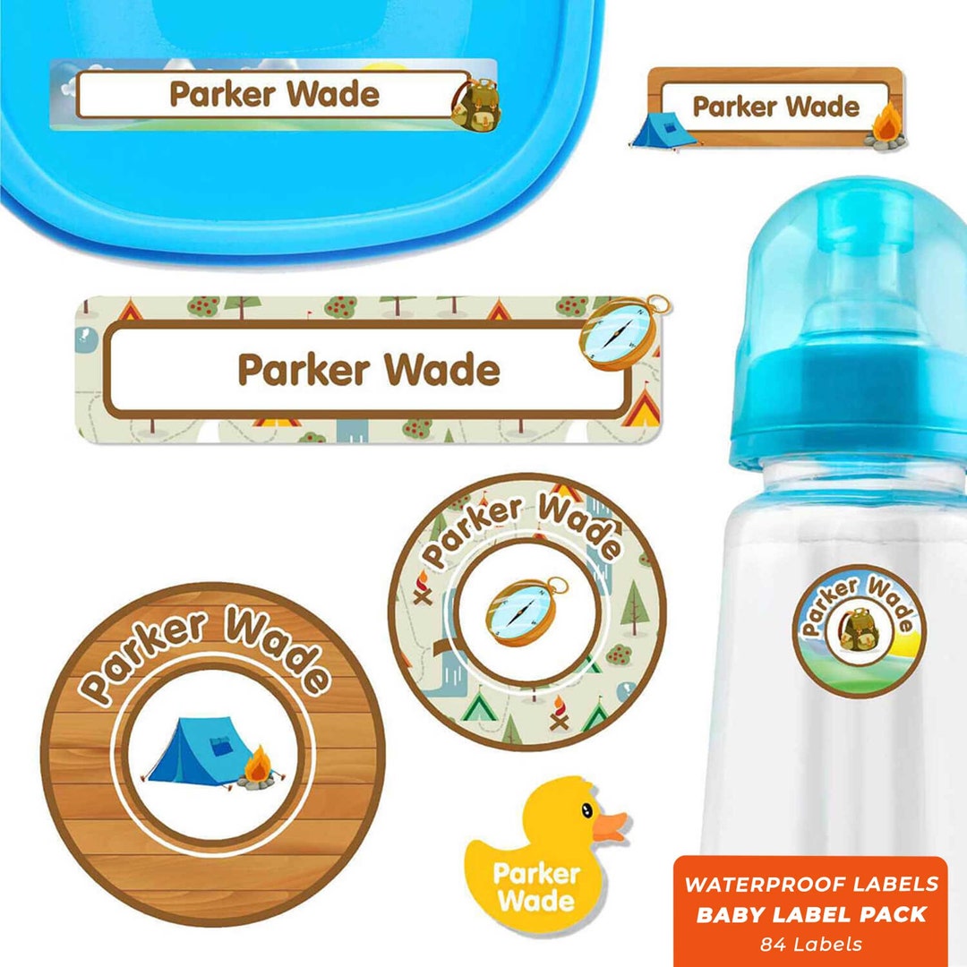 Baby Name Label Pack Camping brown Etsy