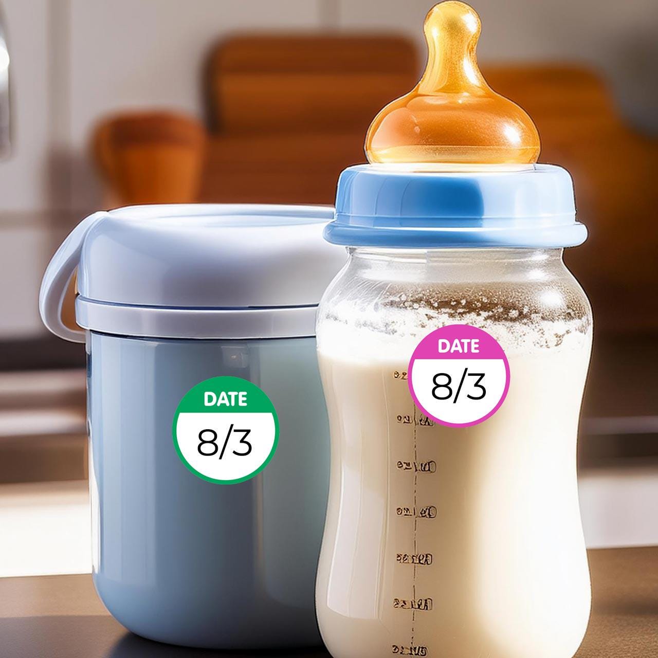 Write-On Date Labels, Baby Bottle Labels, Circle (Waterproof)