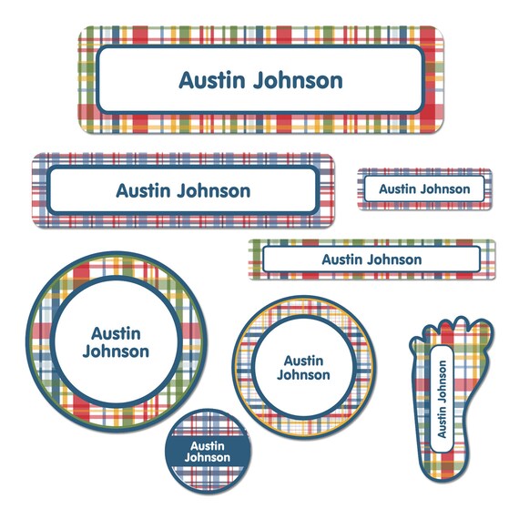 Daycare Name Label Pack Perfectly Plaid Etsy