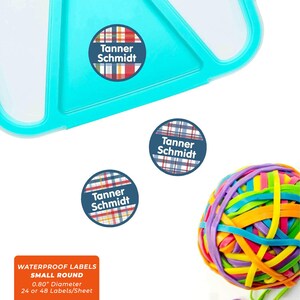 Etichette rotonde con nome (3 misure), Perfectly Plaid