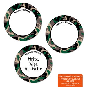 Write-On Labels (6 Sizes), Camo (20+ Colors)