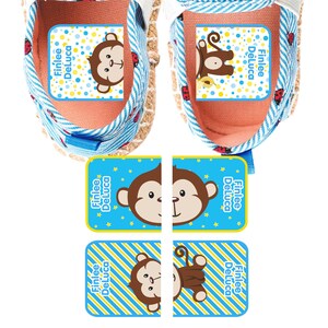 MatchUP Teaching Shoe Stickers, Monkey (Blue)