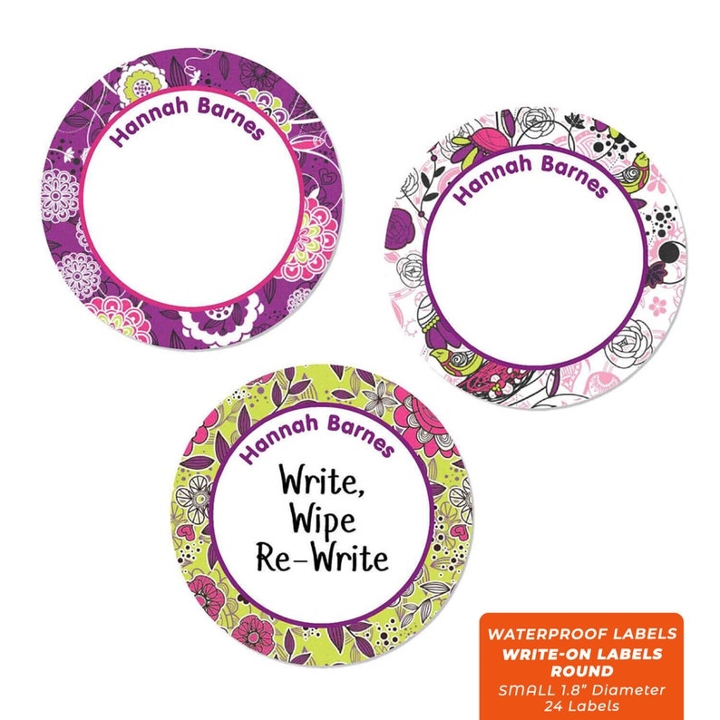 Write-On Labels 6 Sizes, Flourish image 1