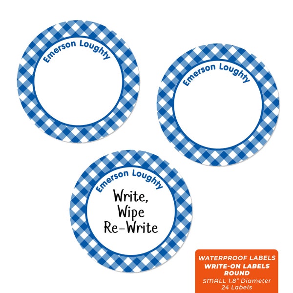 Write-On Labels (6 Sizes), Gingham (20+ Colors)