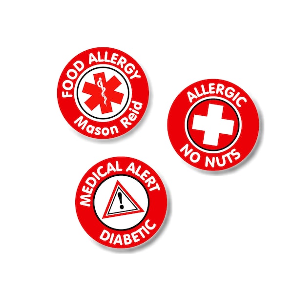 Allergy Labels and Medical Labels, Small Round