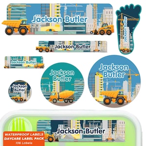 Daycare Label Pack, Name Labels for Daycare, Construction