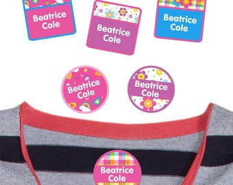 Personalized Clothing Labels | Waterproof Iron-On & Stick-On Name Tags, Flowers and Rainbows