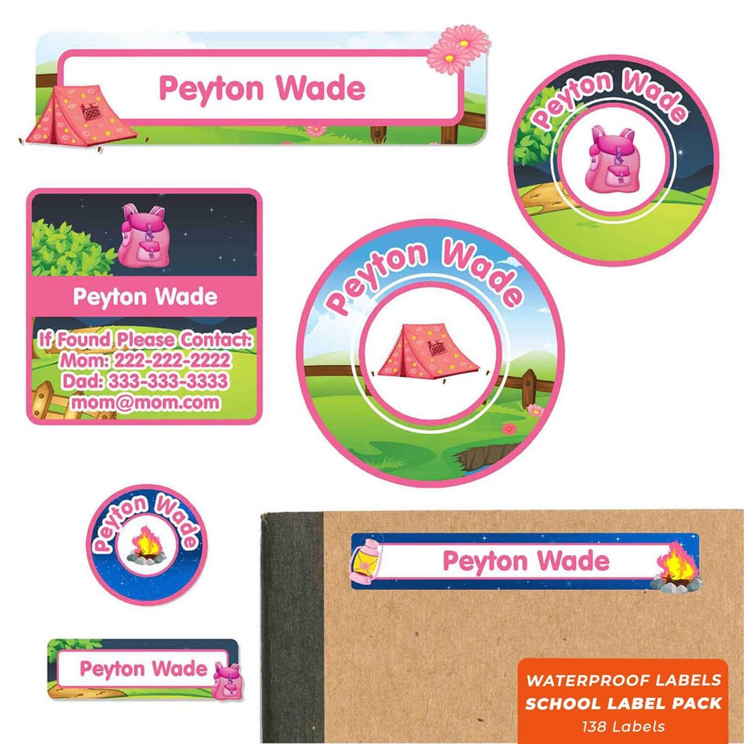 Ultimate School Label Pack, Camping (pink) - Etsy